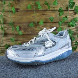SKECHERS Women's Shape-Ups Sneaker Silver Leather Sz 7.5 Medium Gently Used 2025